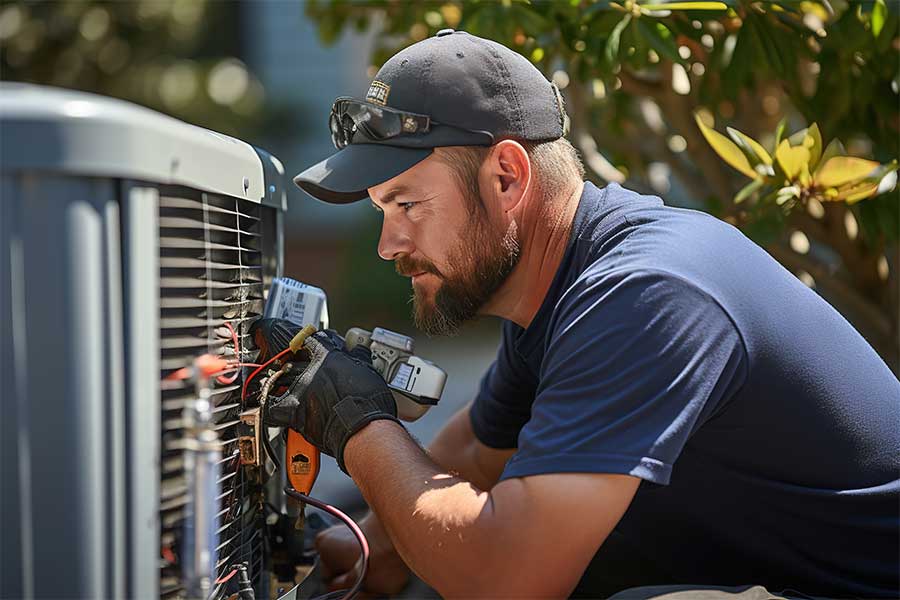 tech working on a heat pump