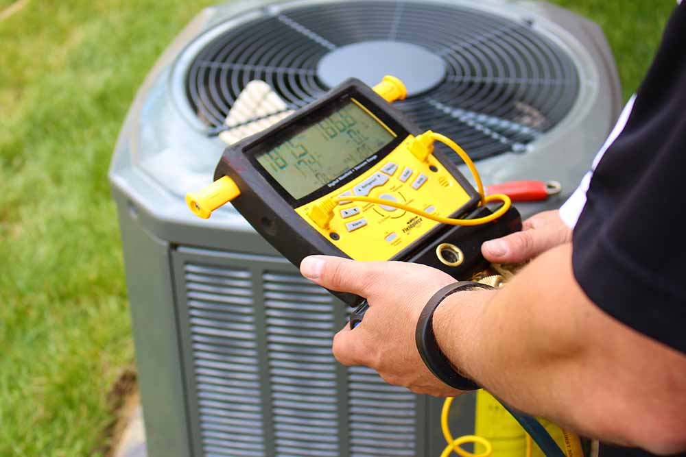 using a meter on a outdoor hvac unit